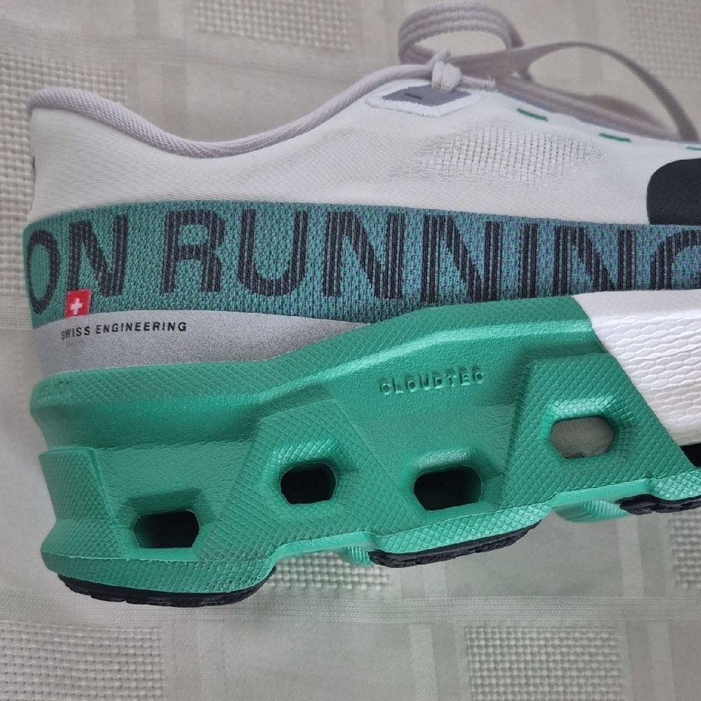 On Running White and Teal Women's Sneakers - Picture 2 of 16